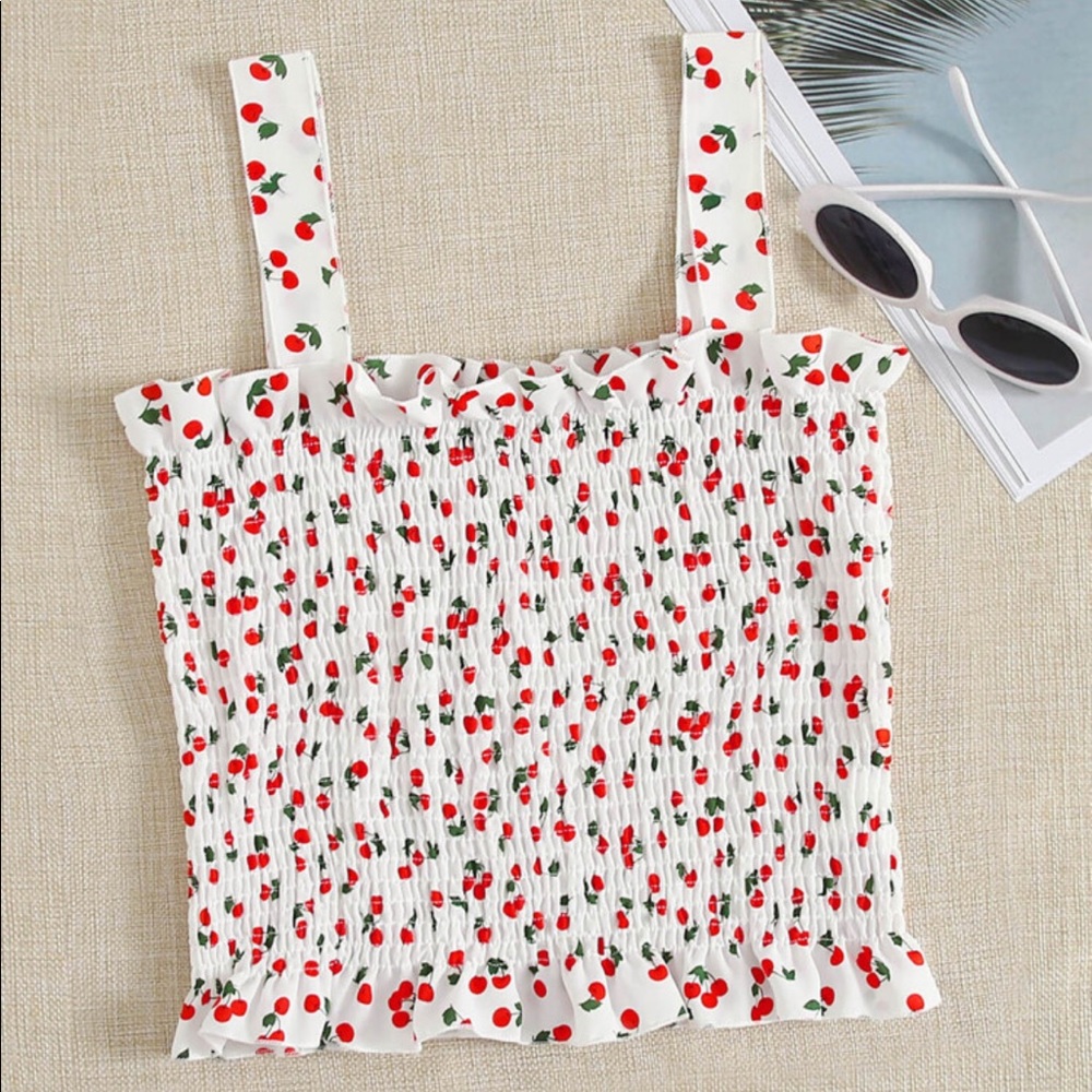 Shein Shirred Cherry Tank